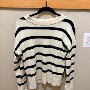 Striped Crewneck Sweater - Black & Cream